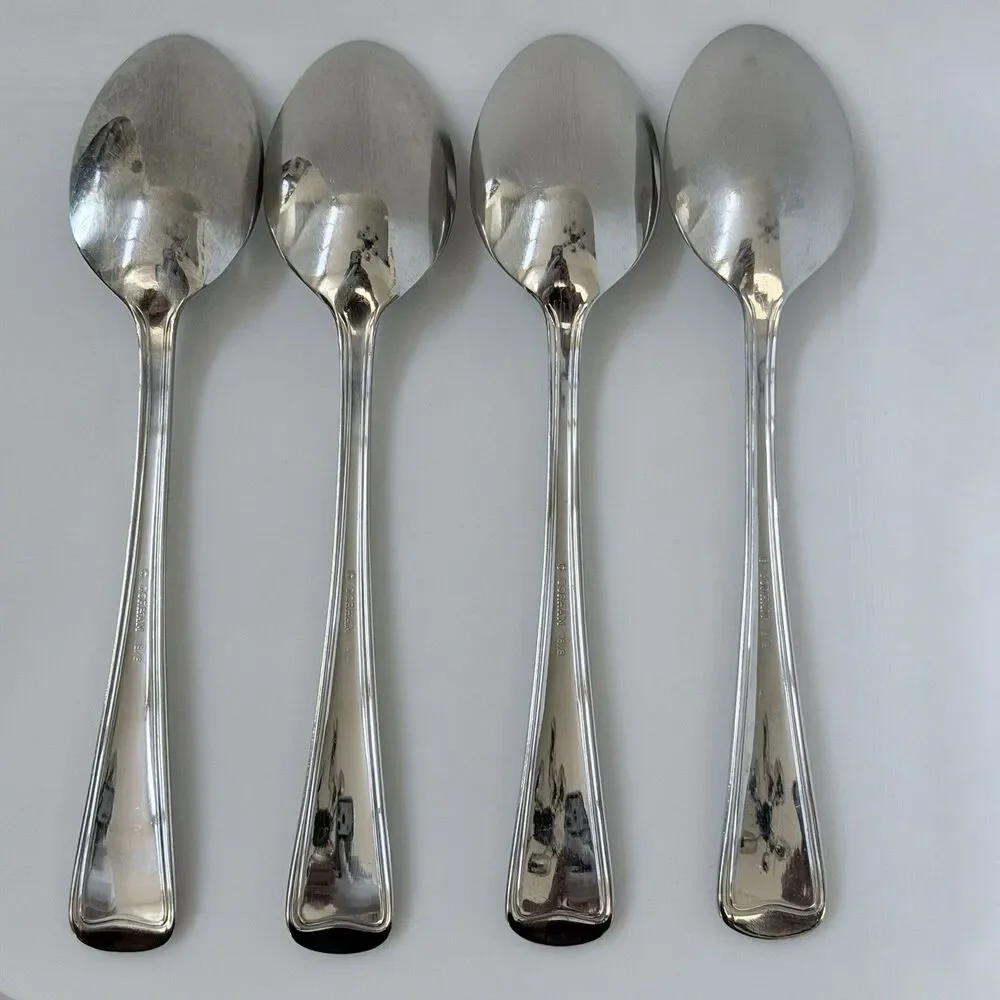 4pc GORHAM Monet Frosted Stainless Soup Spoons 7” Glossy Satin 18/8